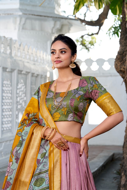 Onion color dola silk lehenga choli with dupatta with online 