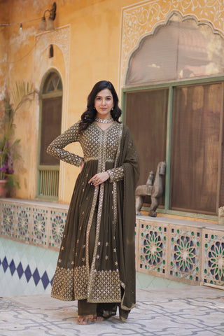 Green color georgette sharara suit for women