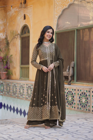 Green color georgette sharara suit for wedding