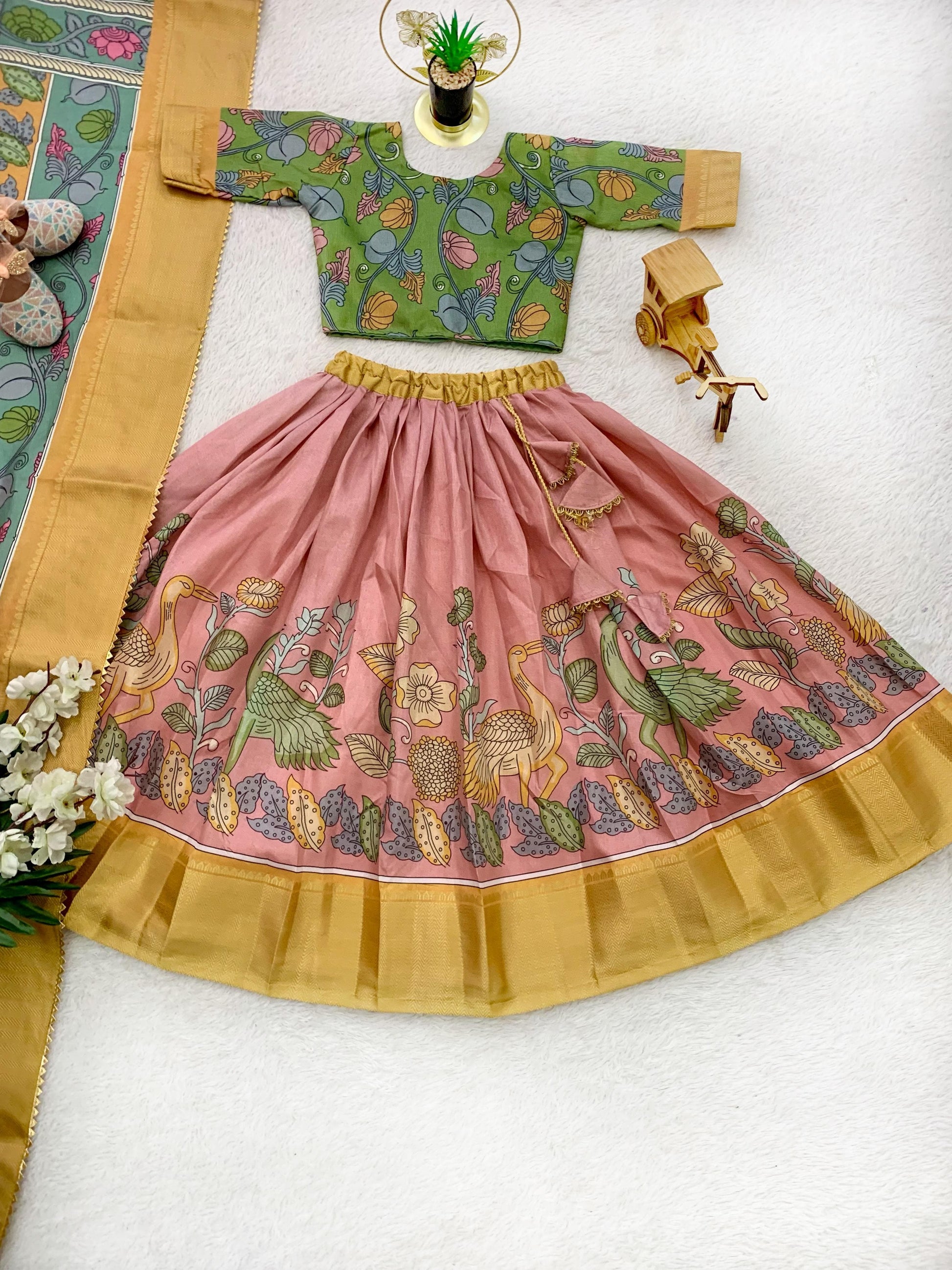 Peach color dola silk lehenga choli with dupatta for party