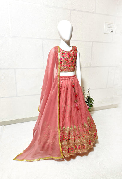 Orange color georgette lehenga choli with dupatta online shopping