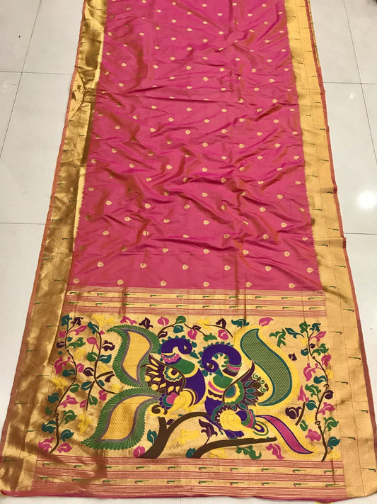 Rani pink color paithani silk saree for wedding