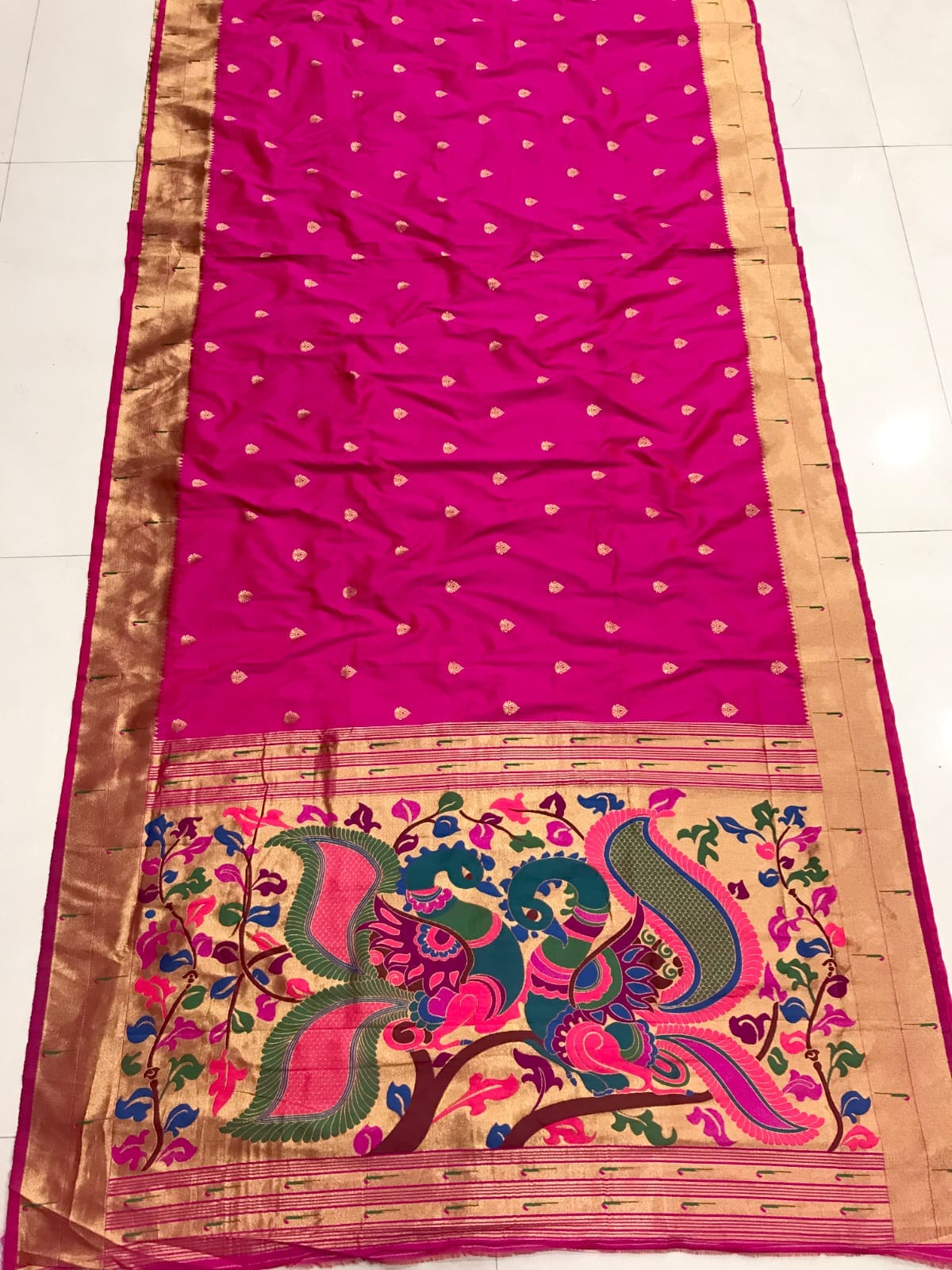 pink color paithani silk saree with blouse images