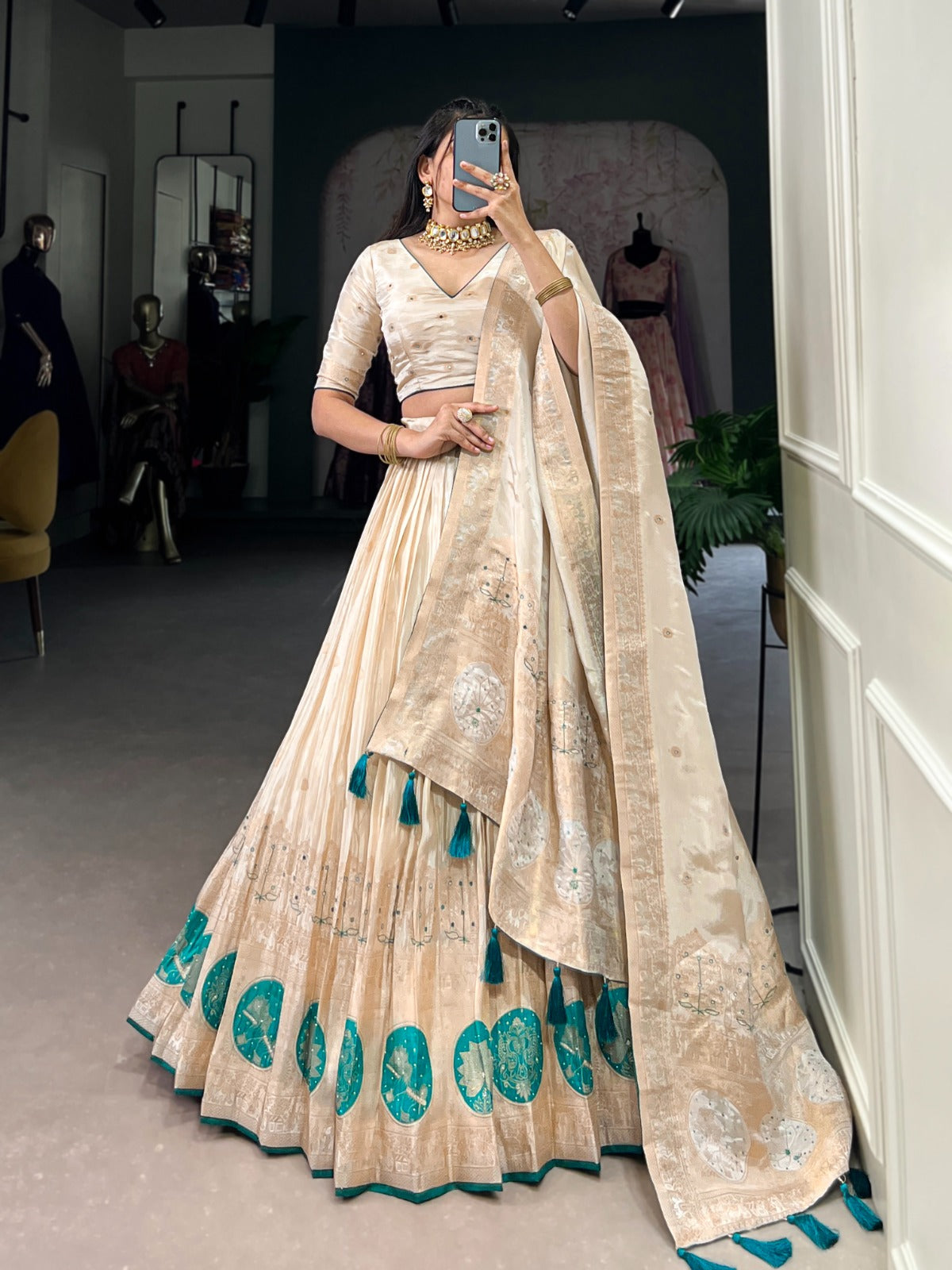 Rama color pure shimmer lehenga choli for women online

