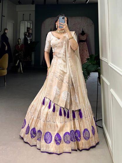 Purple color pure shimmer lehenga choli for women images
