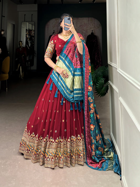 Maroon color georgette lehenga choli for women