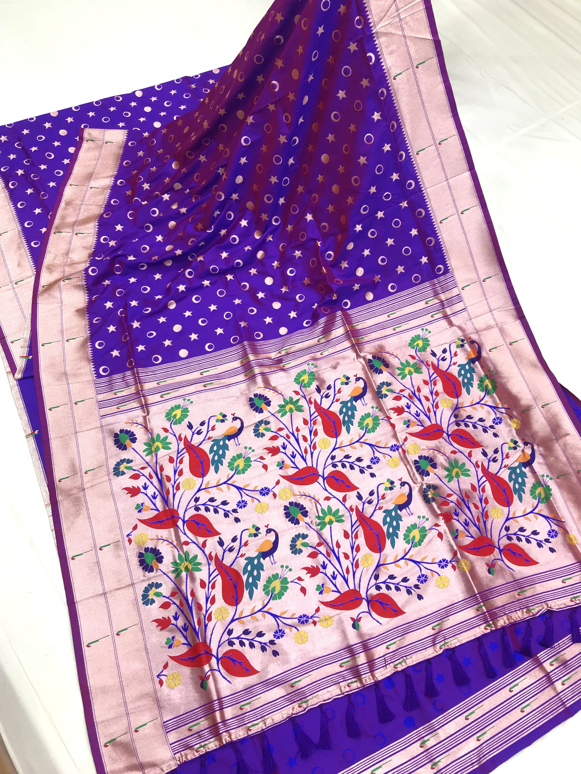 Purple color paithani silk weaving saree for women