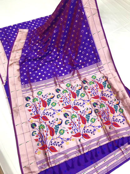 Purple color paithani silk weaving saree for women