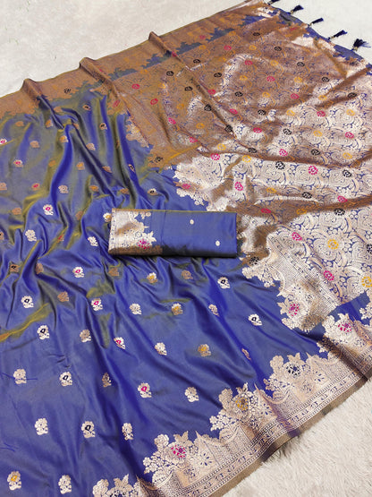 Lavender color banarasi silk saree for women