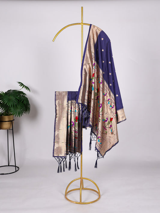 Purple color jacquard silk dupatta for women