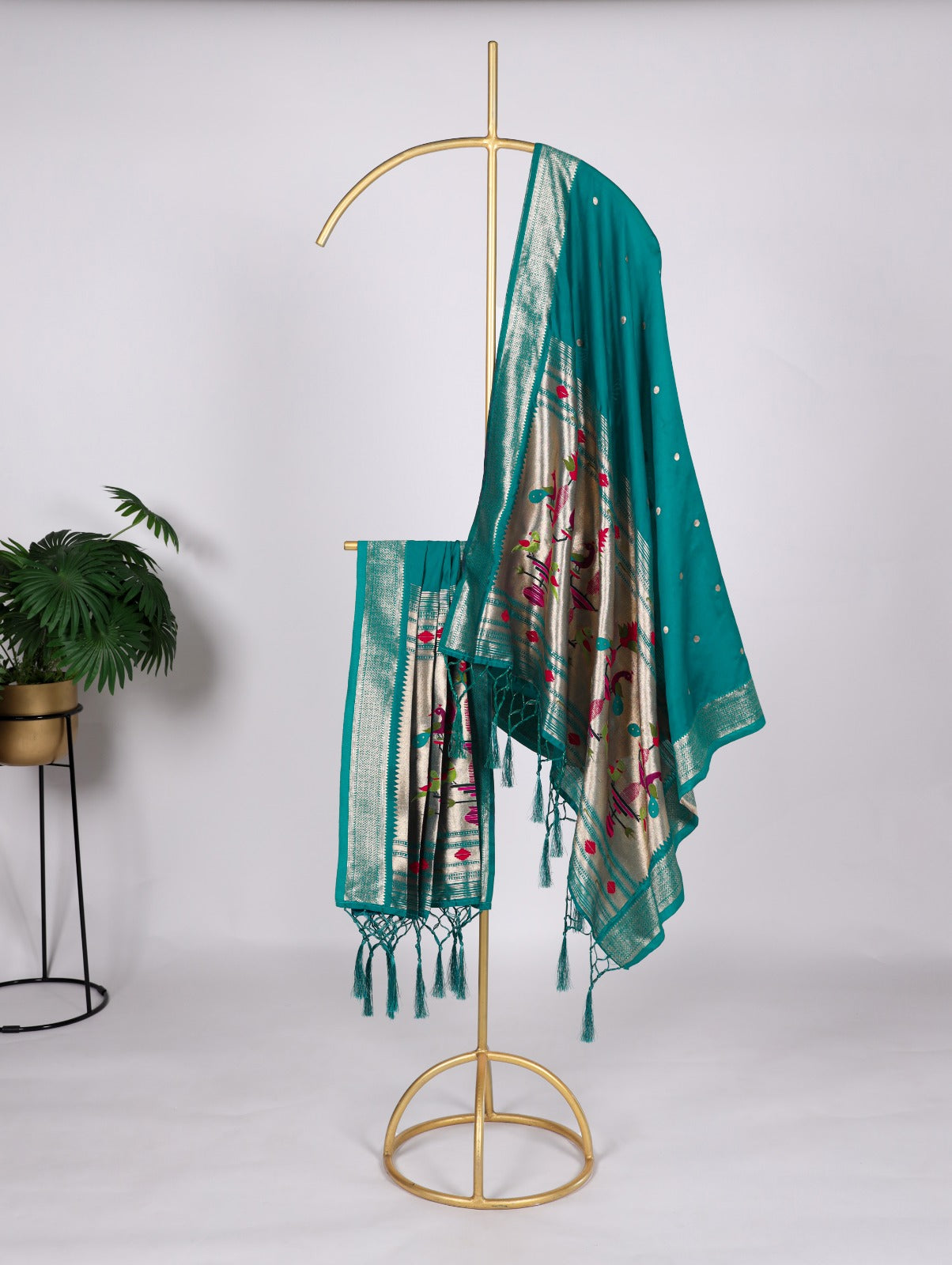 Rama color jacquard silk dupatta for lehenga choli