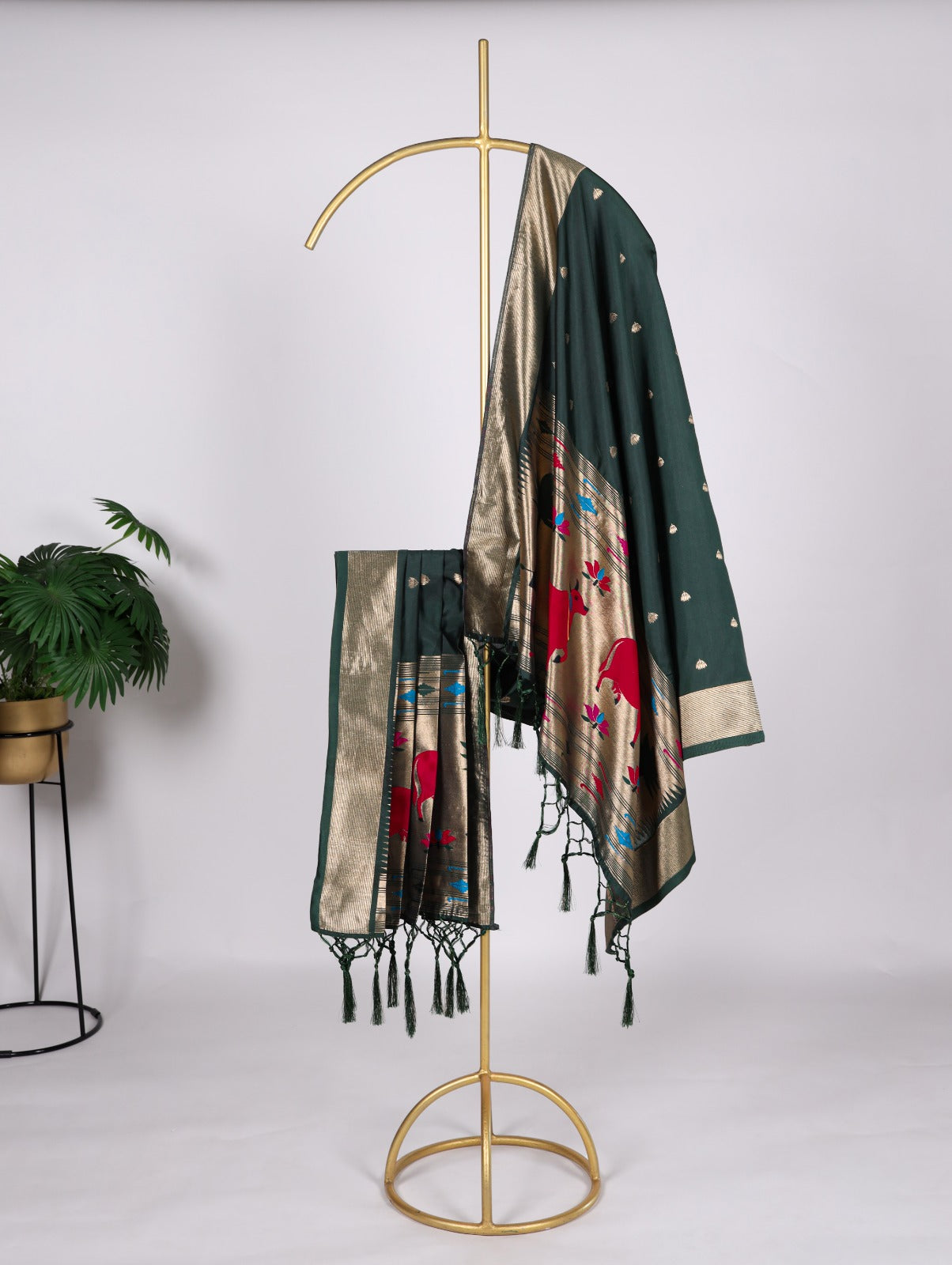 Green color jacquard silk dupatta for salwar suit