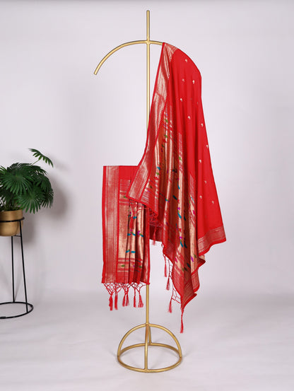 Red color jacquard silk dupatta