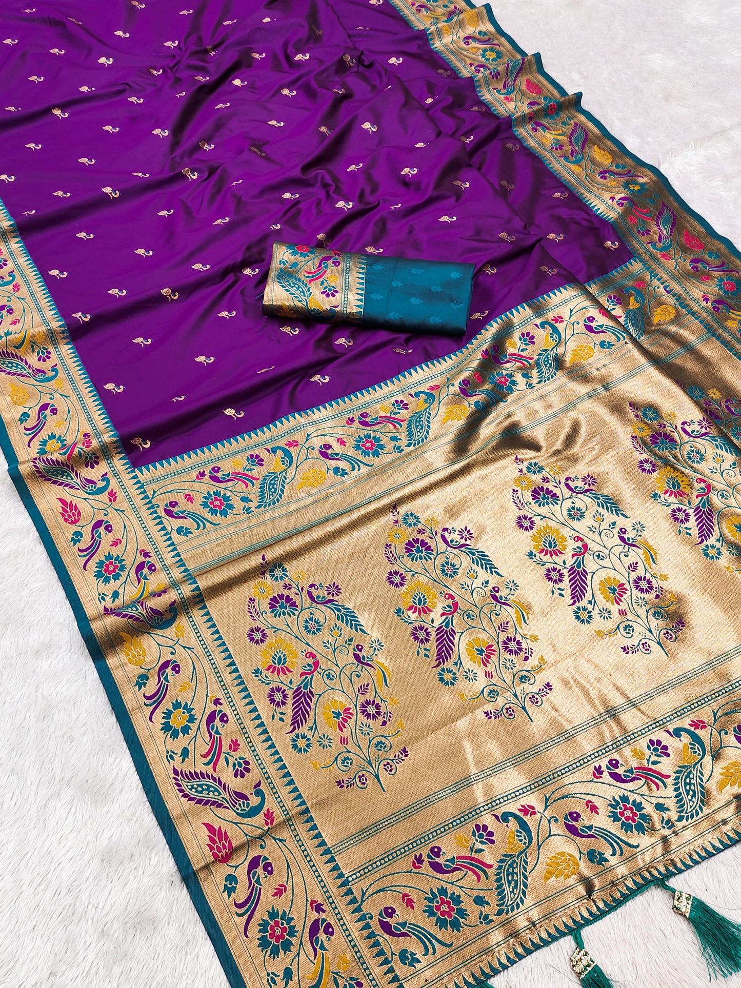 Purple color paithani silk saree for wedding