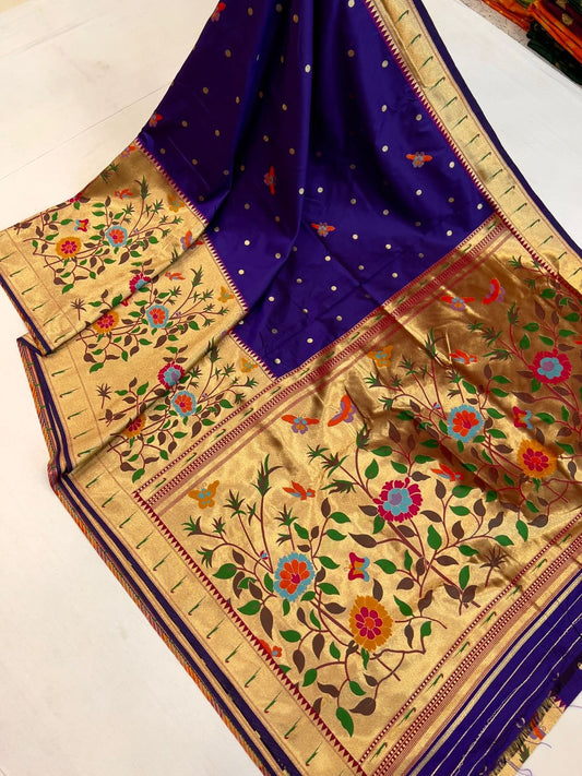 Purple color paithani saree for women
