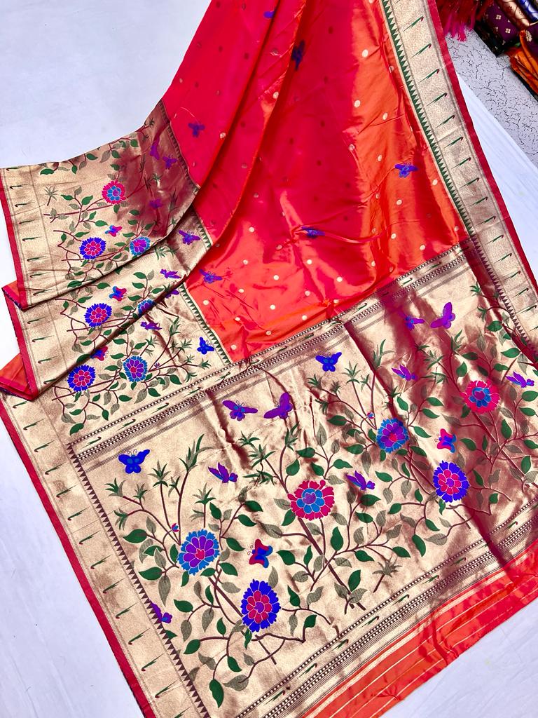Red color paithani saree with blouse price