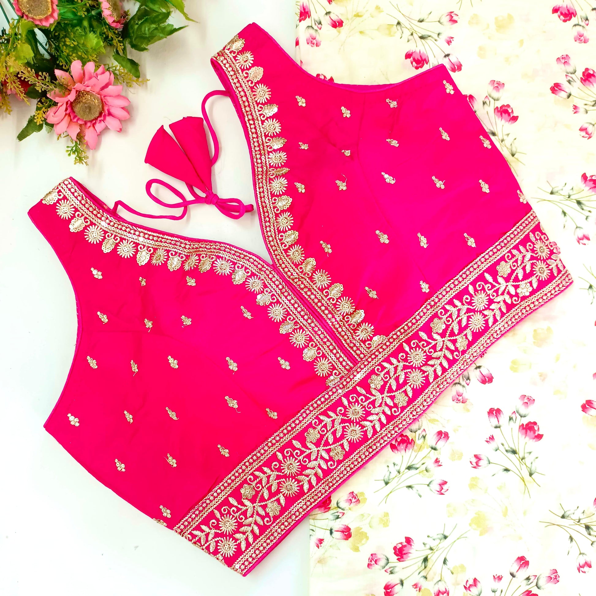 Pink color silk lehenga blouse with price