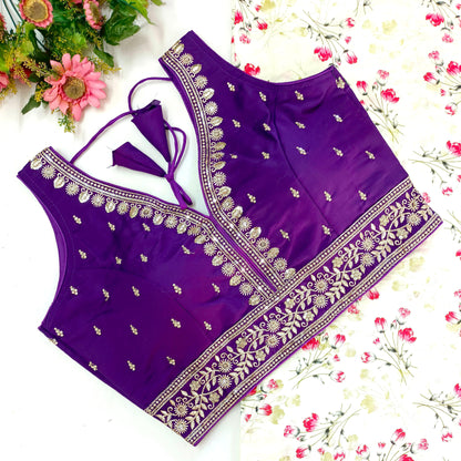 Purple color silk lehenga blouse for women