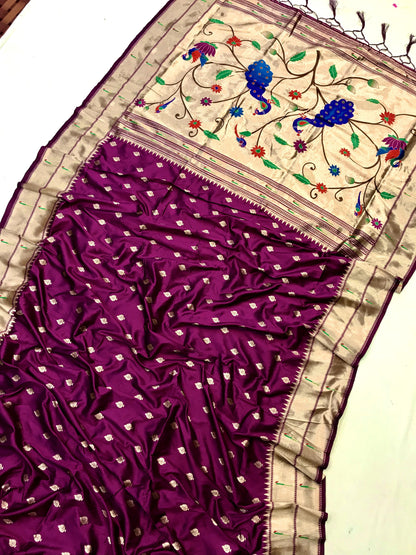Wine color banarasi silk saree for wedding