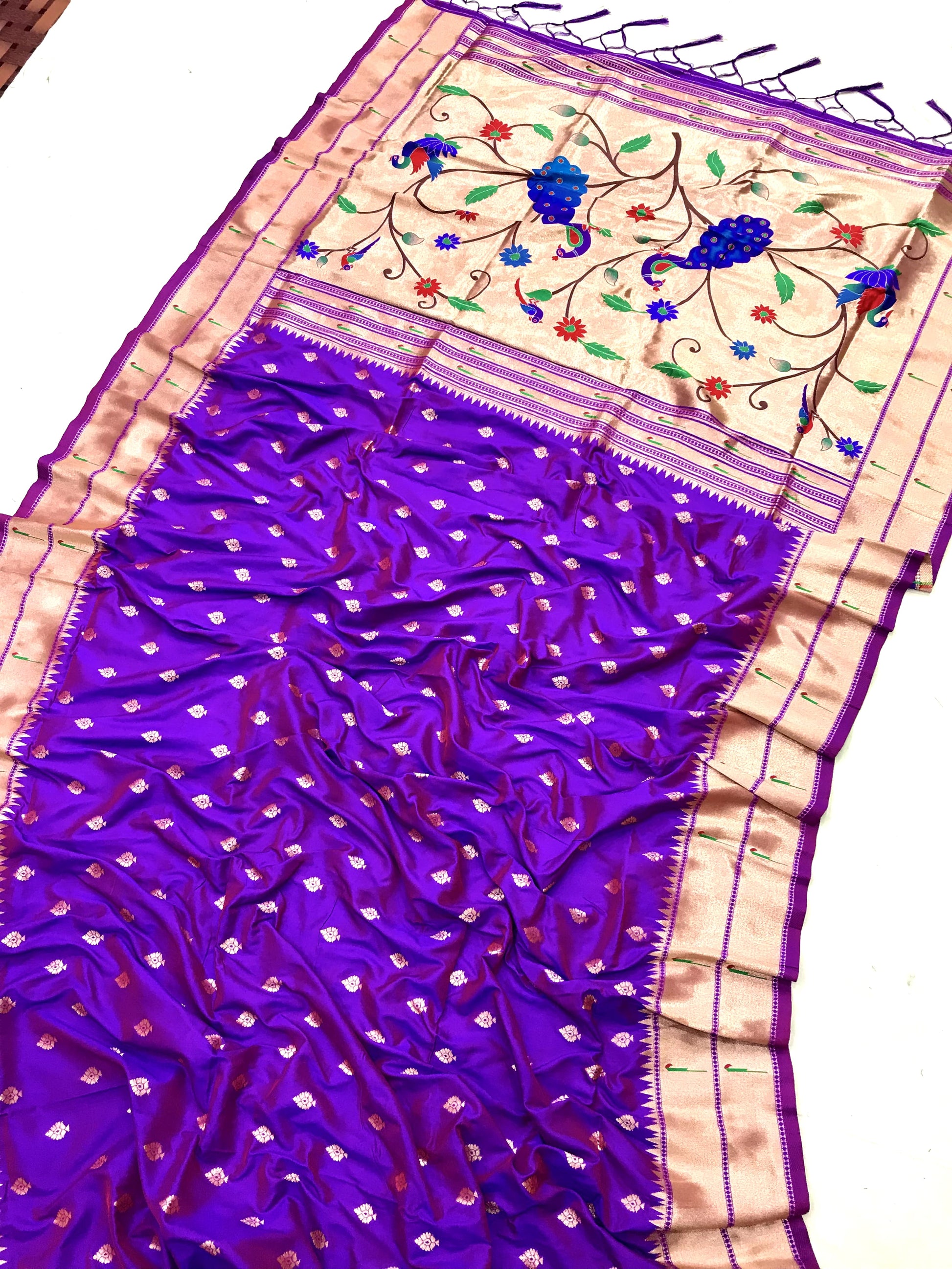 Purple color banarasi silk saree for women