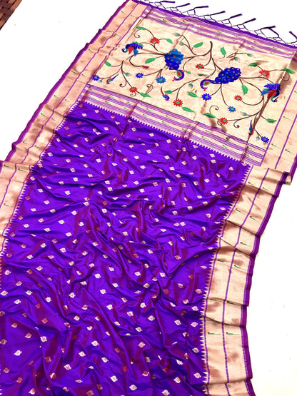 Purple color banarasi silk saree for women