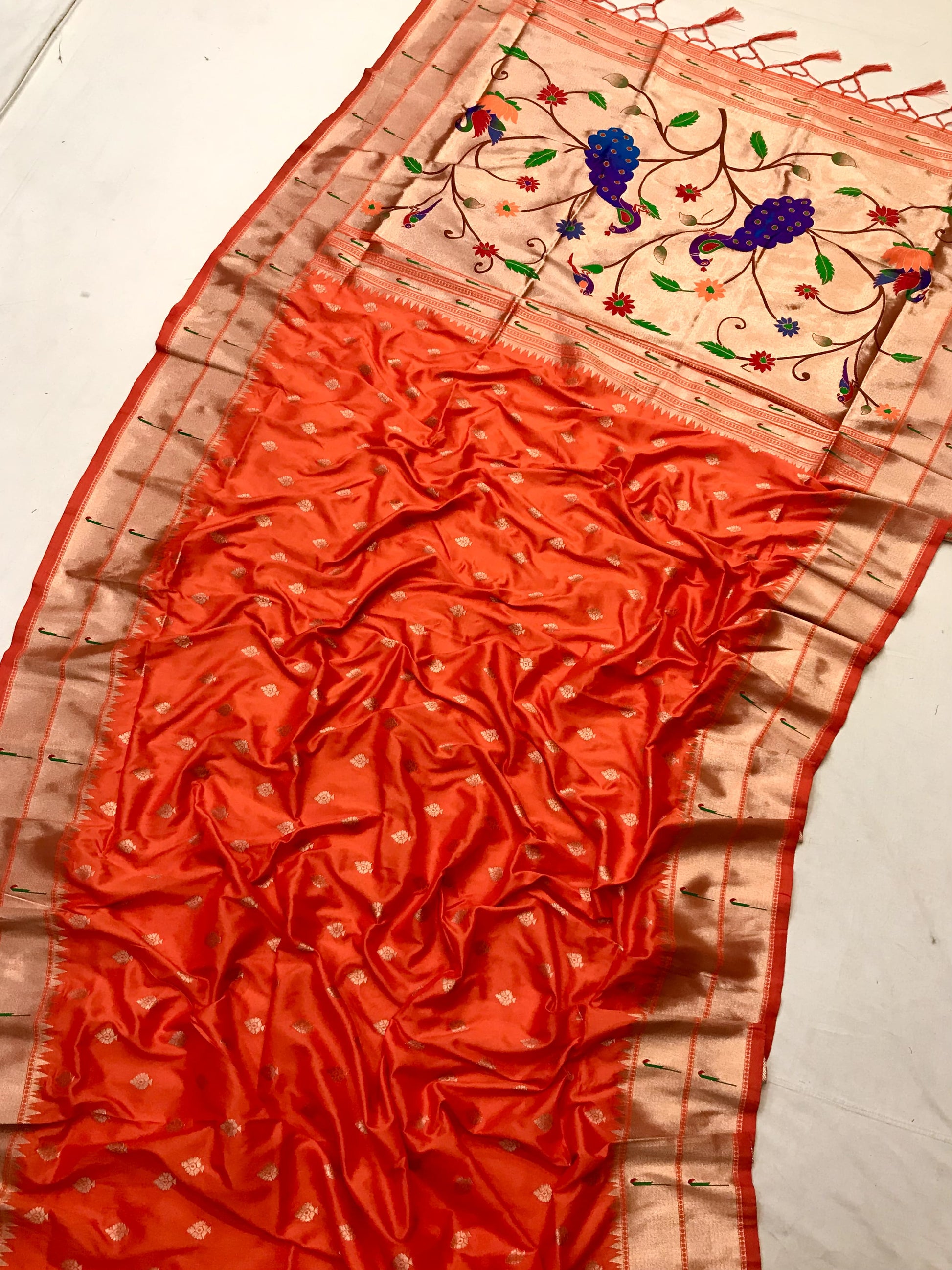 Red color banarasi silk saree with blouse price