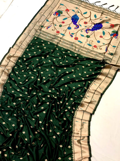 Green color banarasi silk saree with blouse online shopping