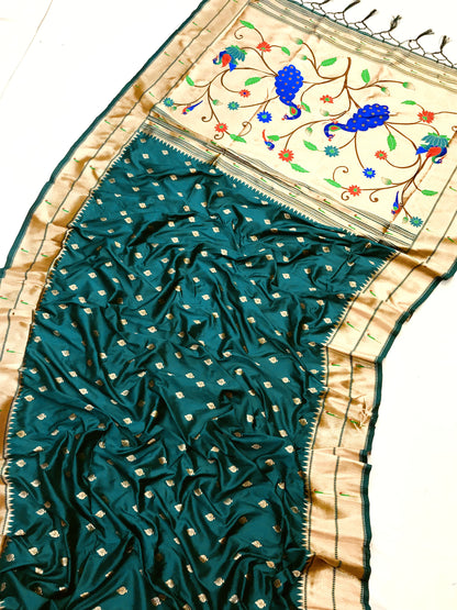 Teal Green color banarasi silk saree with blouse price