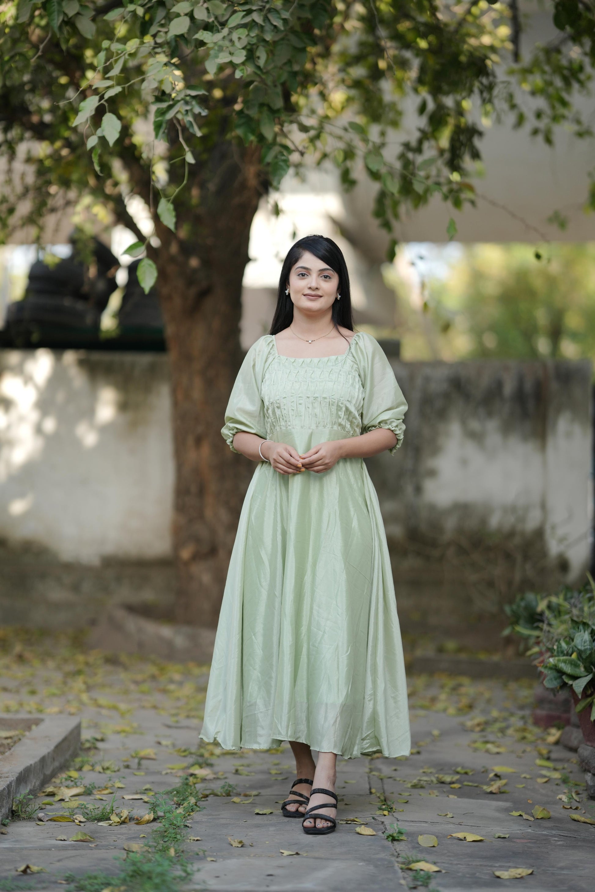 Pista color chinon long gown for women with online