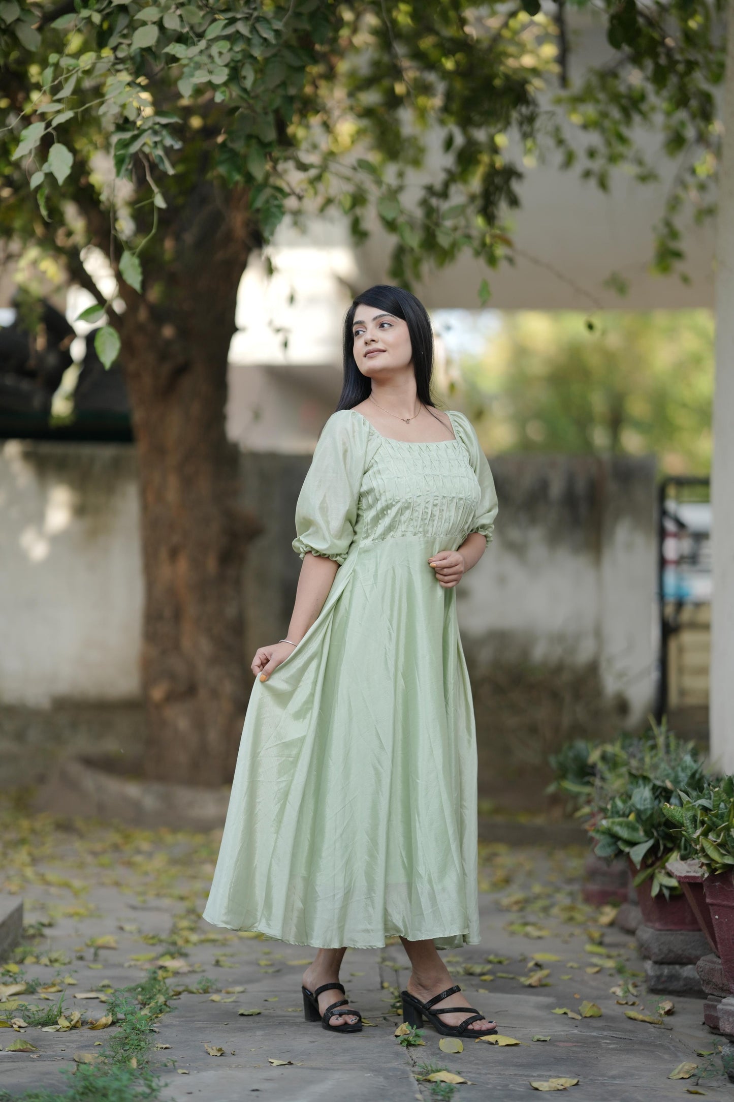 Yellow color chinon long kurti for women with price
