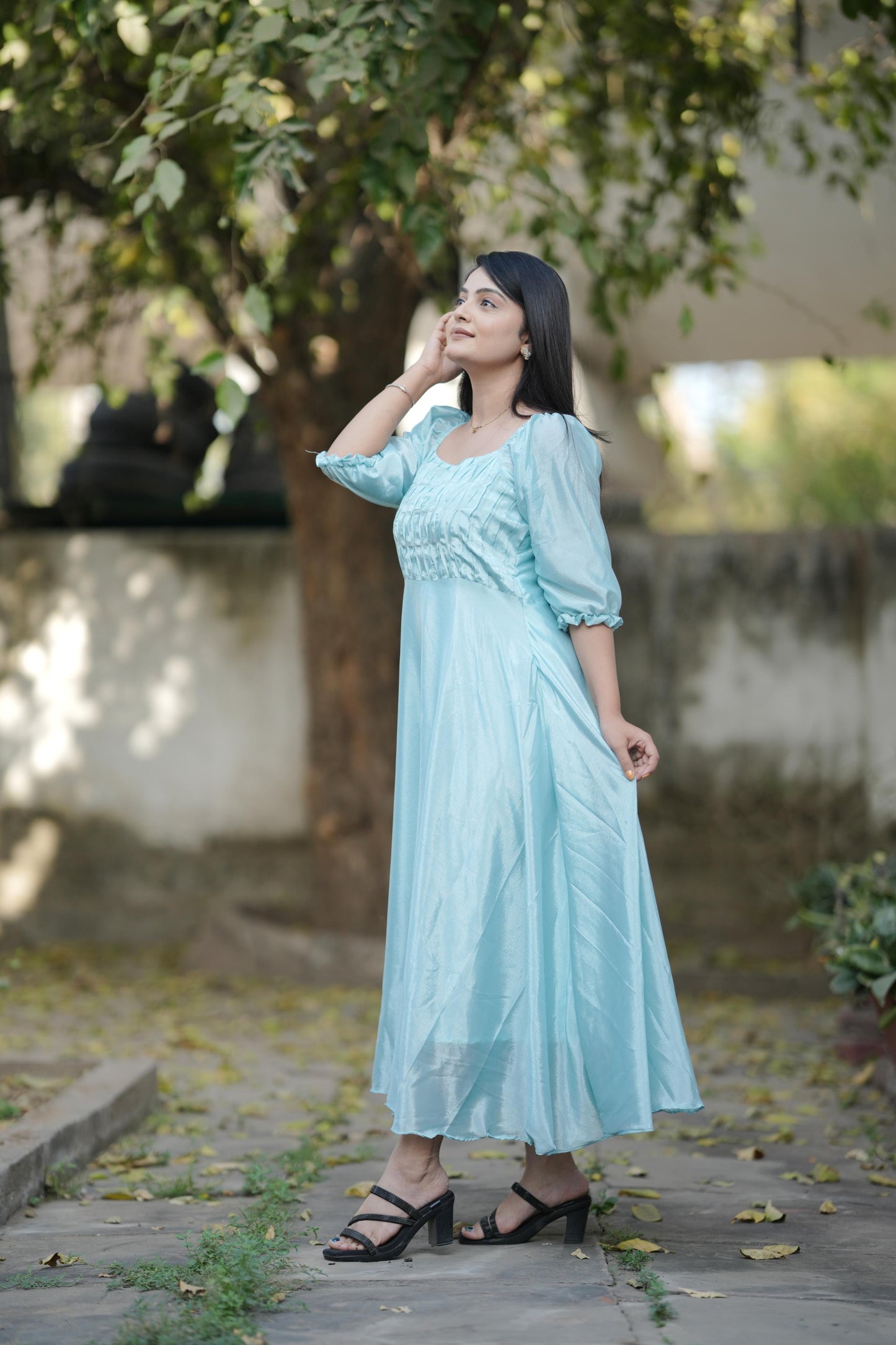 Sky color chinon long kurti for women with price