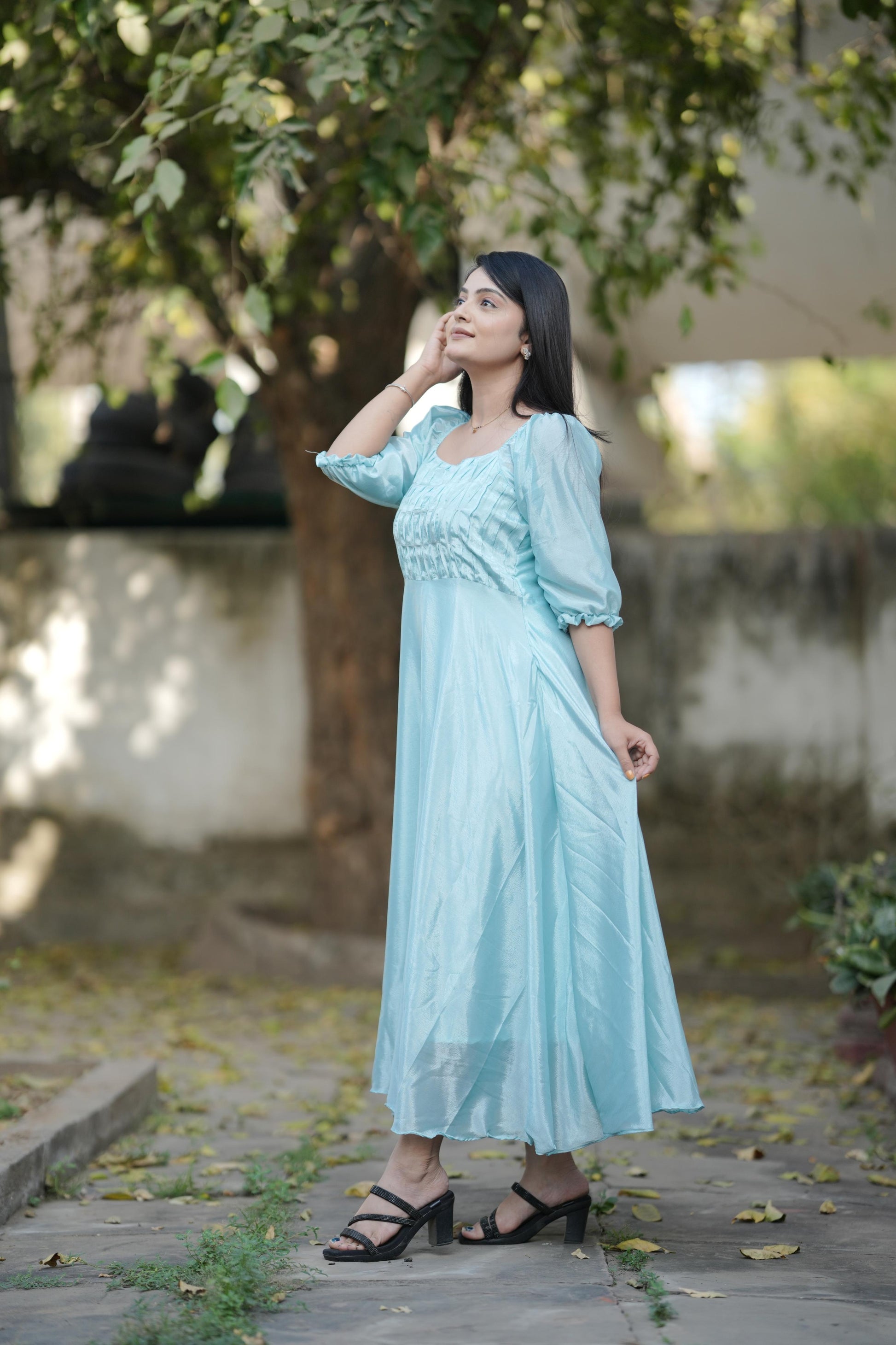 Sky color chinon long kurti for women with price