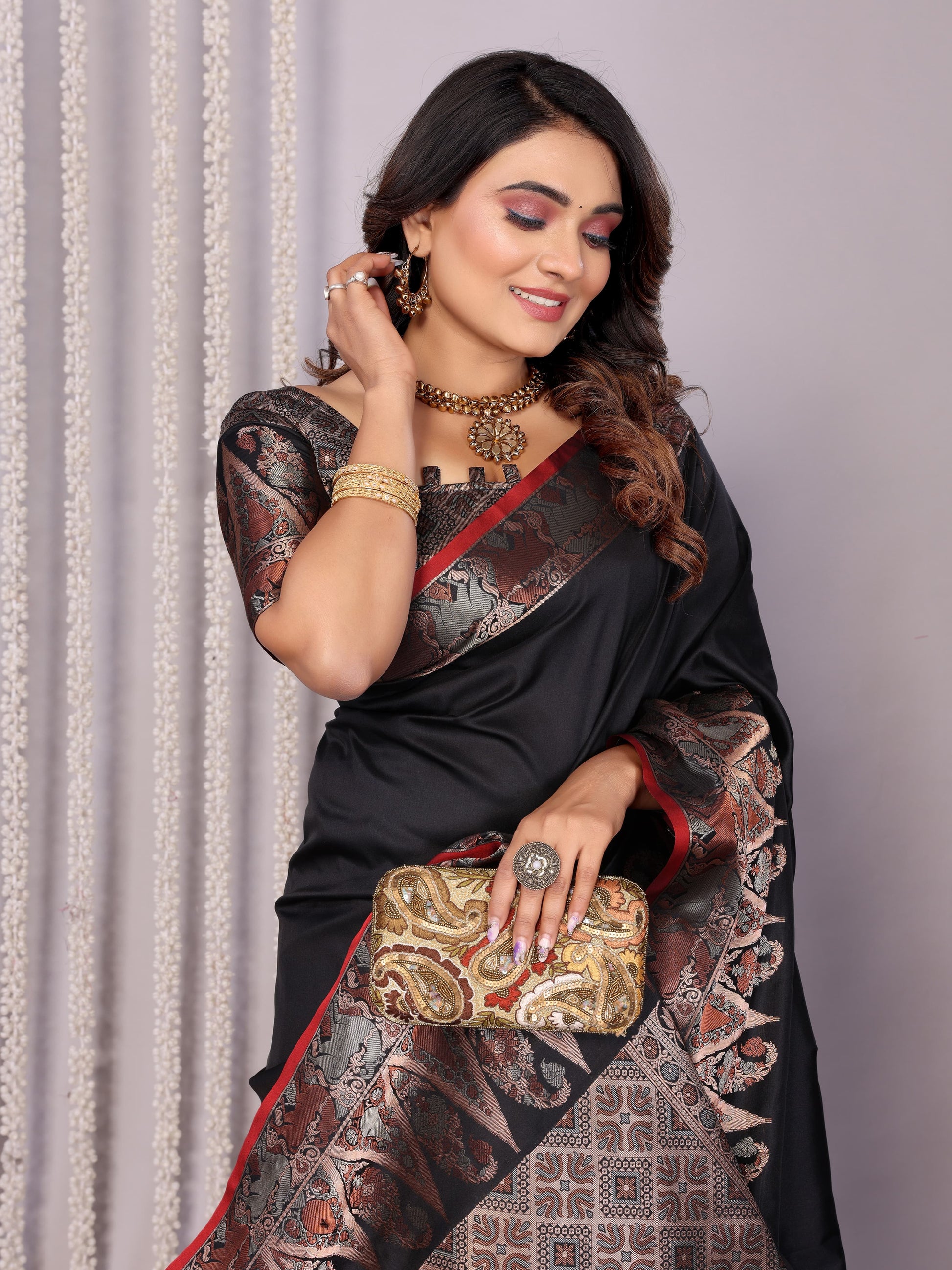Black Silk Saree Party Wear
