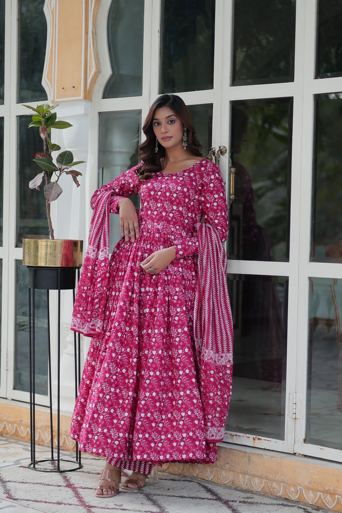 Blue color cotton sharara suit with dupatta images