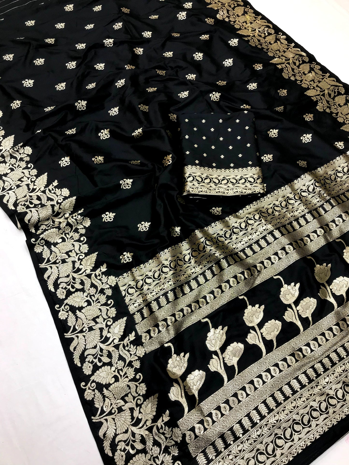 Black color banarasi silk saree for wedding