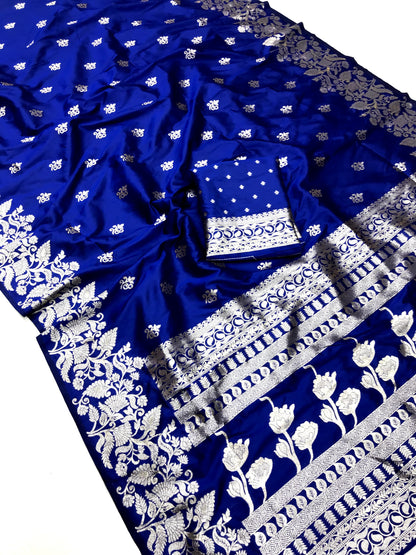 Blue color banarasi silk aree for women