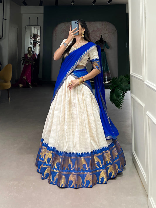 Blue color poly cotton lehenga choli for wedding