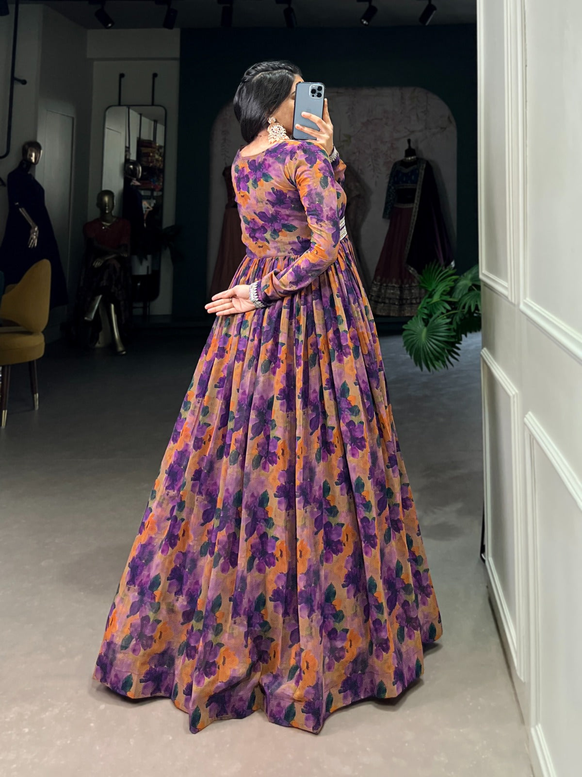 Purple color georgette long gown price