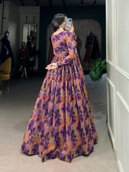 Purple color georgette long gown price
