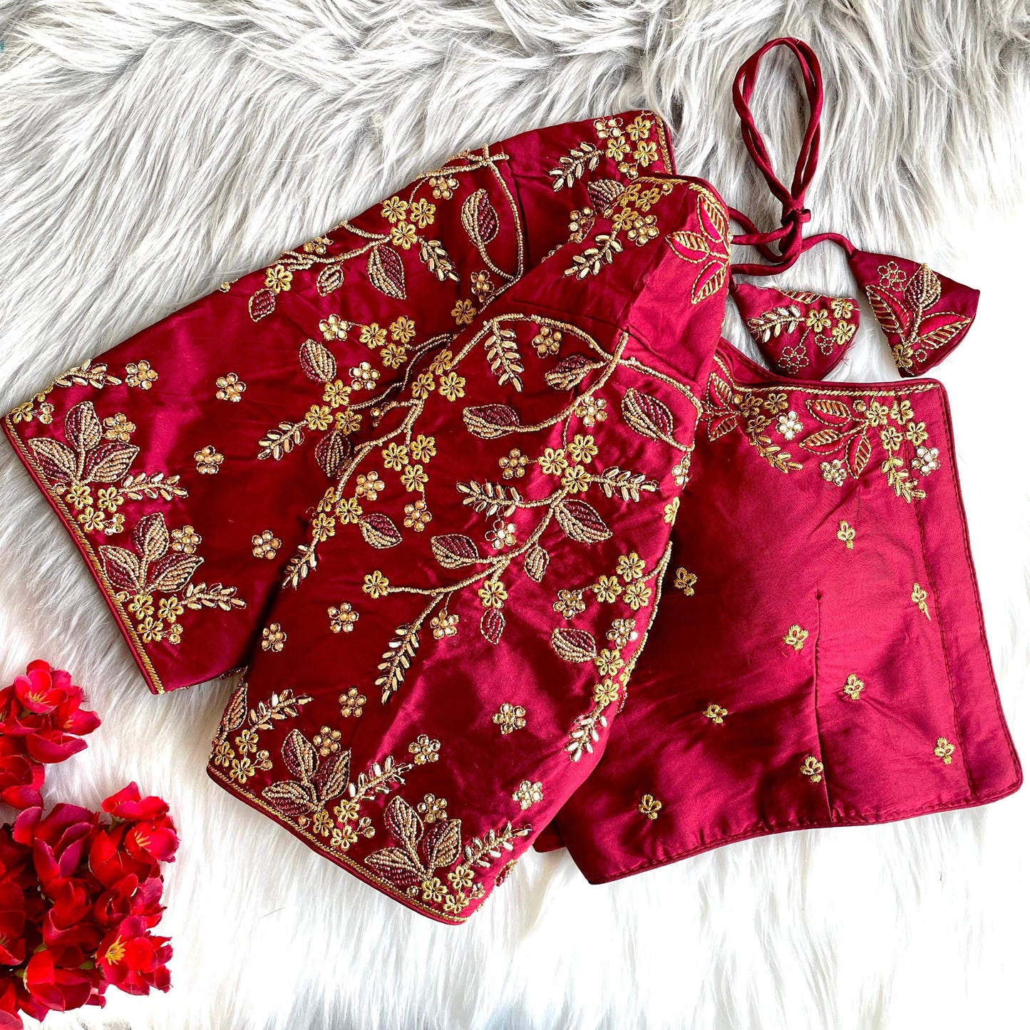 Maroon color banarasi silk lehenga blouse with price