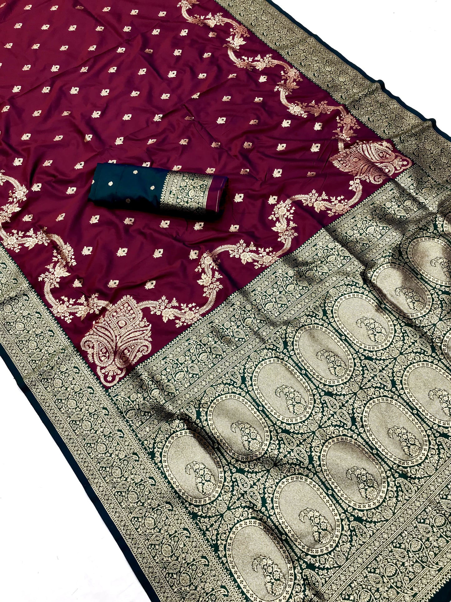 Wine color banarasi silk saree with blouse online