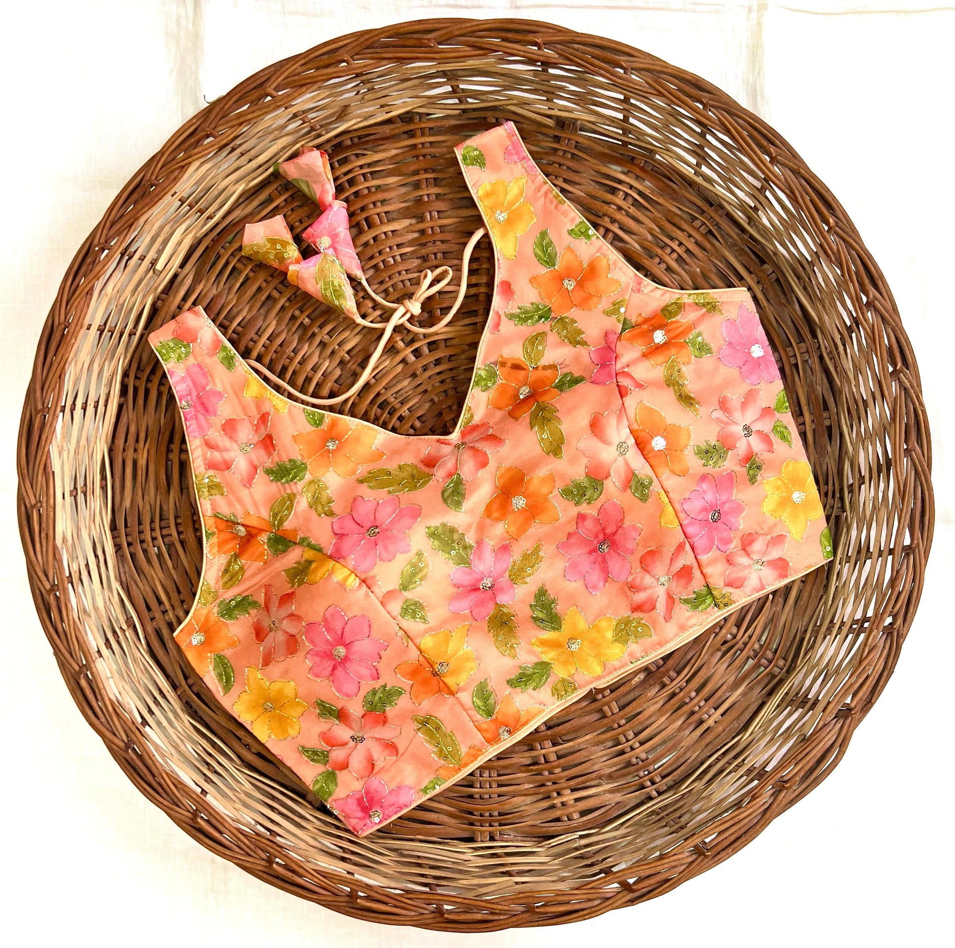 Orange Floral design multi color blouse