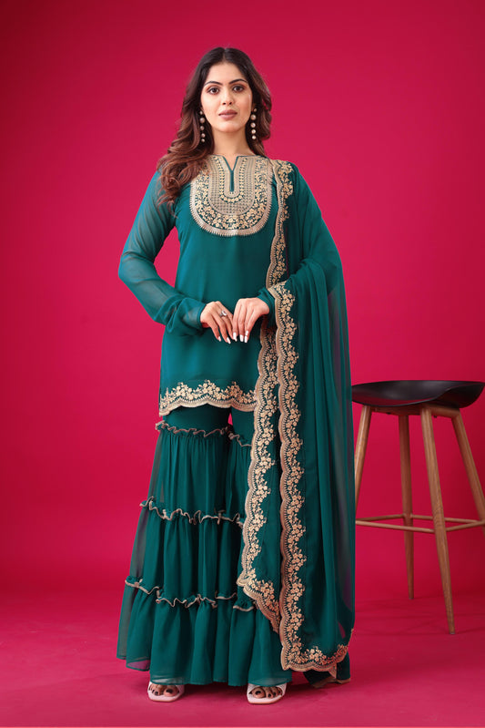 Rama color georgette sharara suit for women
