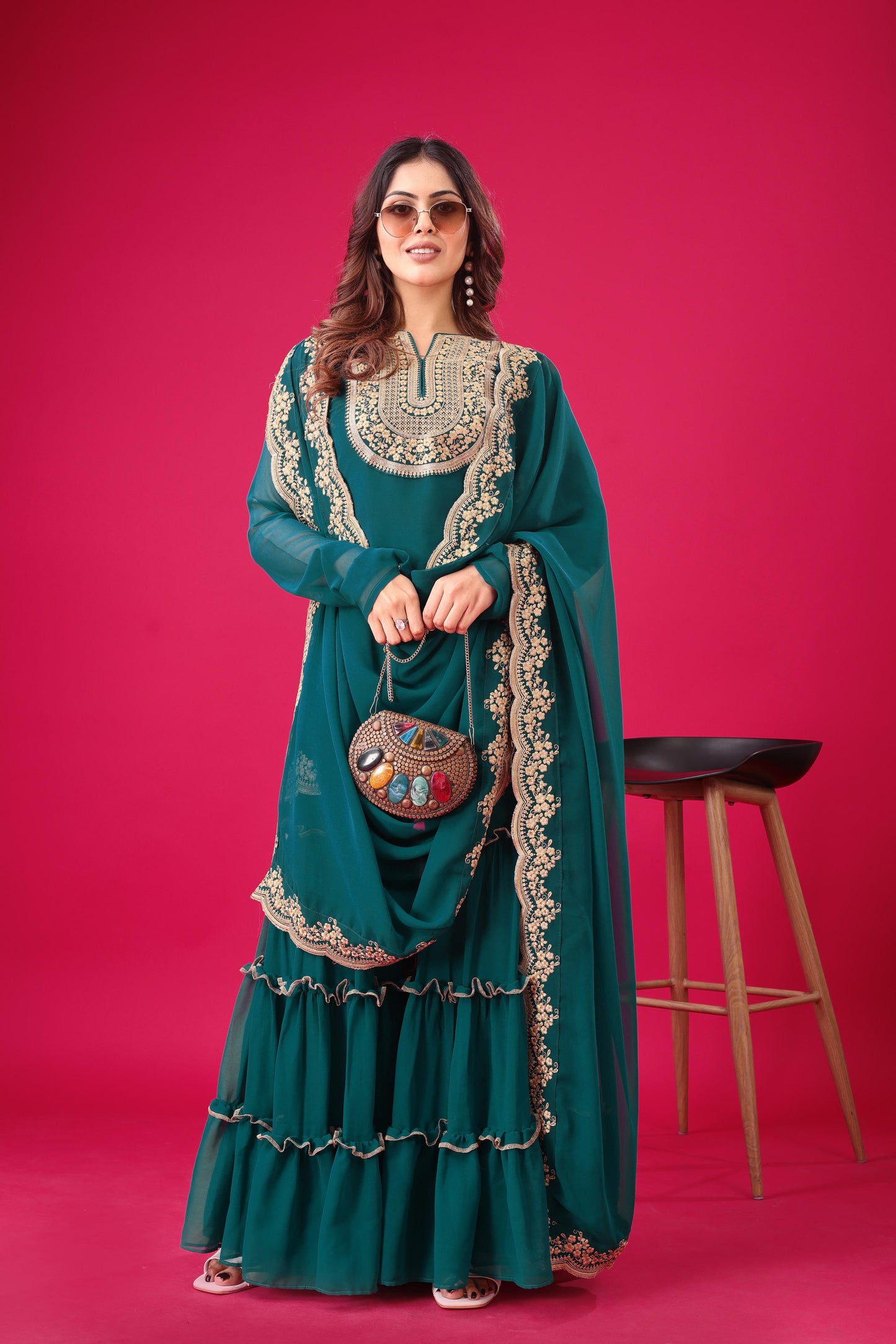 Rama color georgette sharara suit price