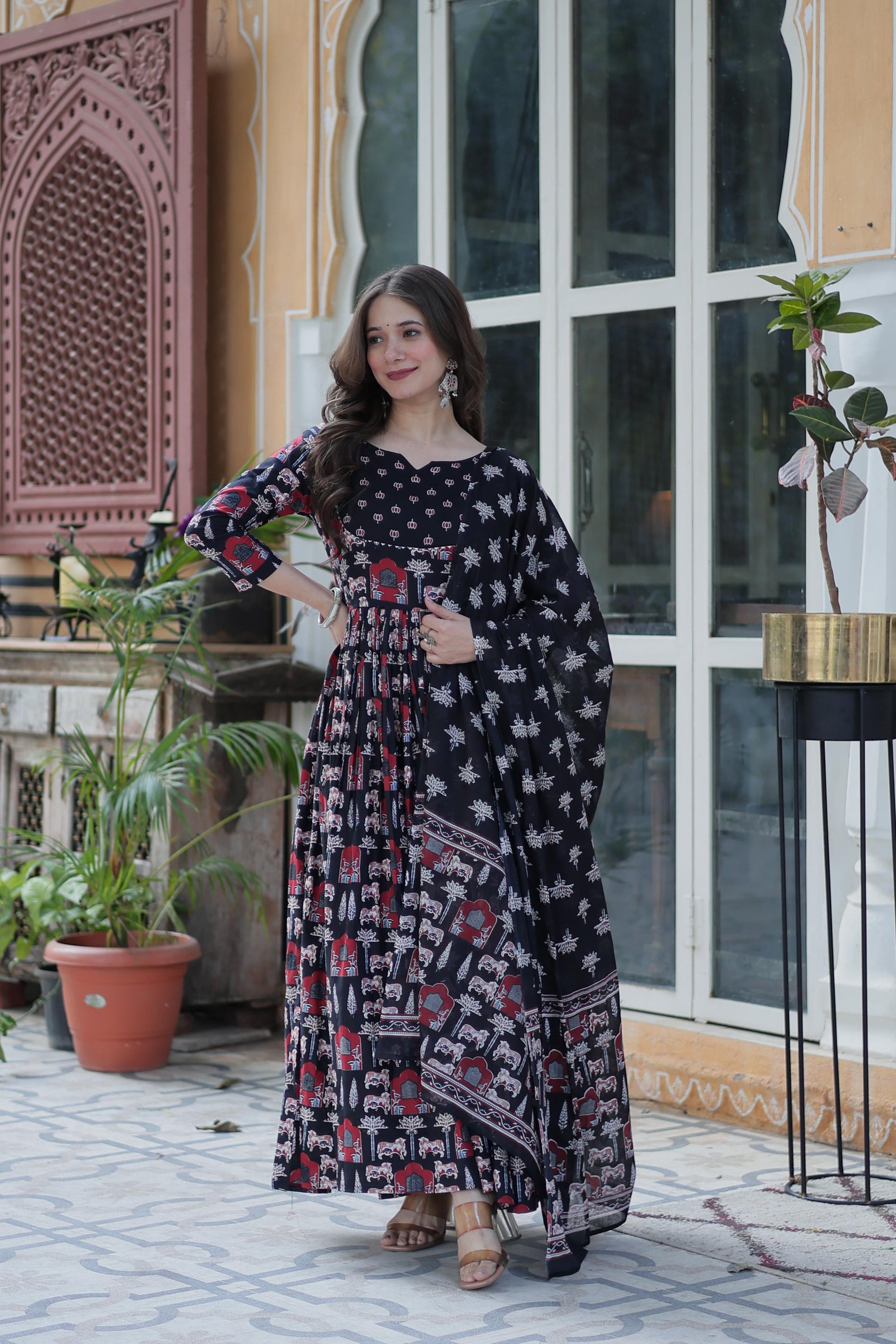 Navy blue color pure cotton salwar suit with dupatta price