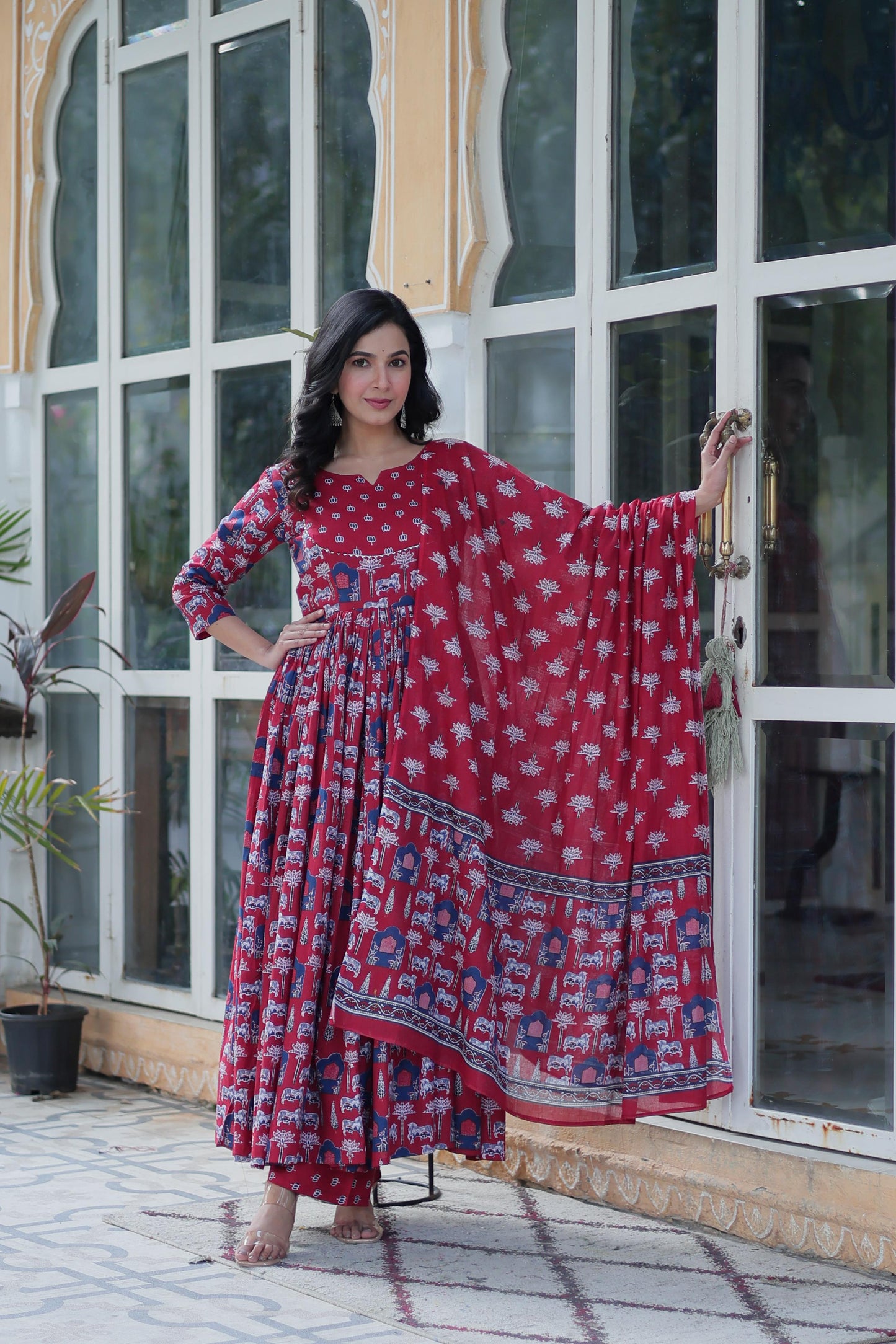 Pink color cotton salwar suit for women