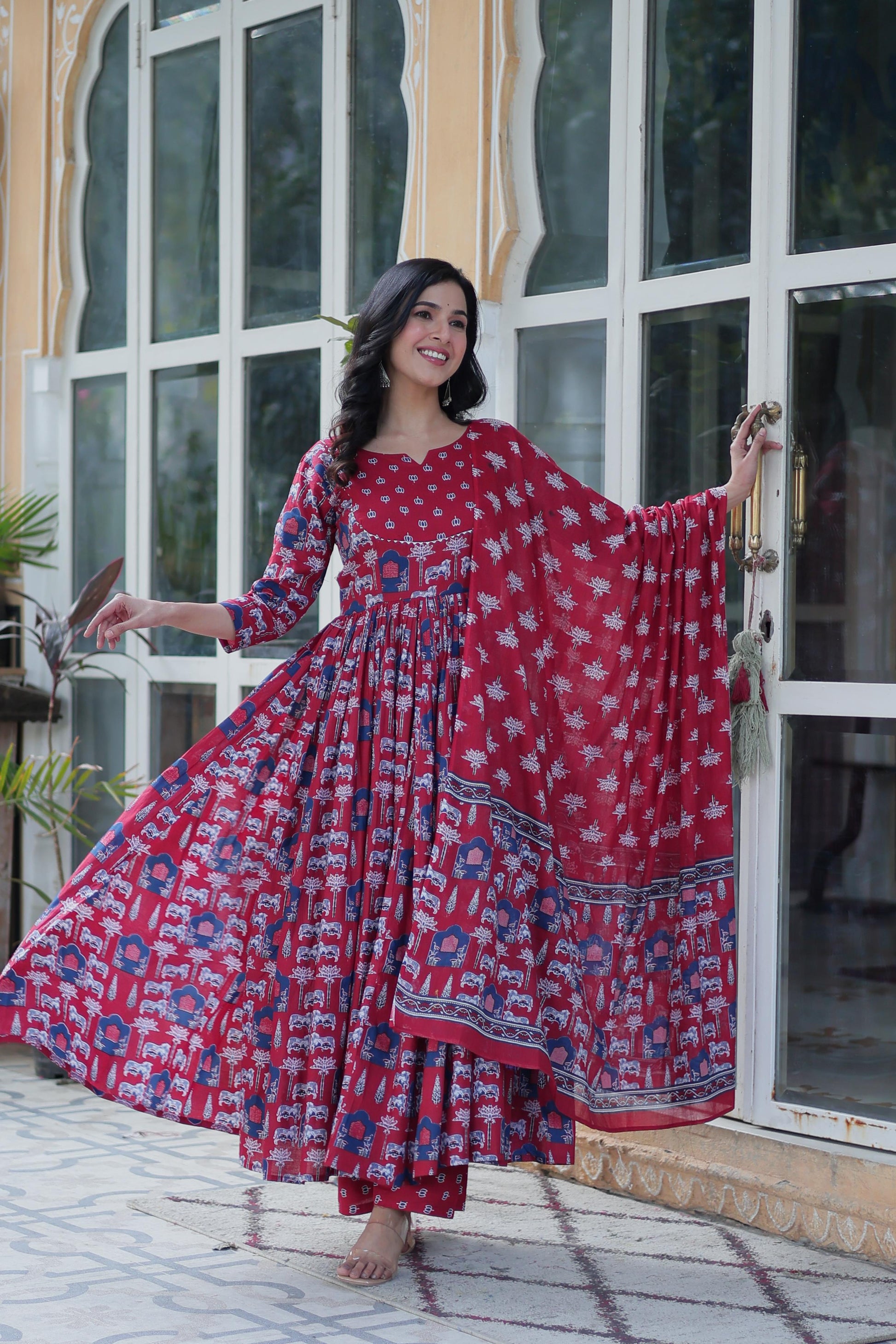 Pink color cotton salwar suit with dupatta online shopping