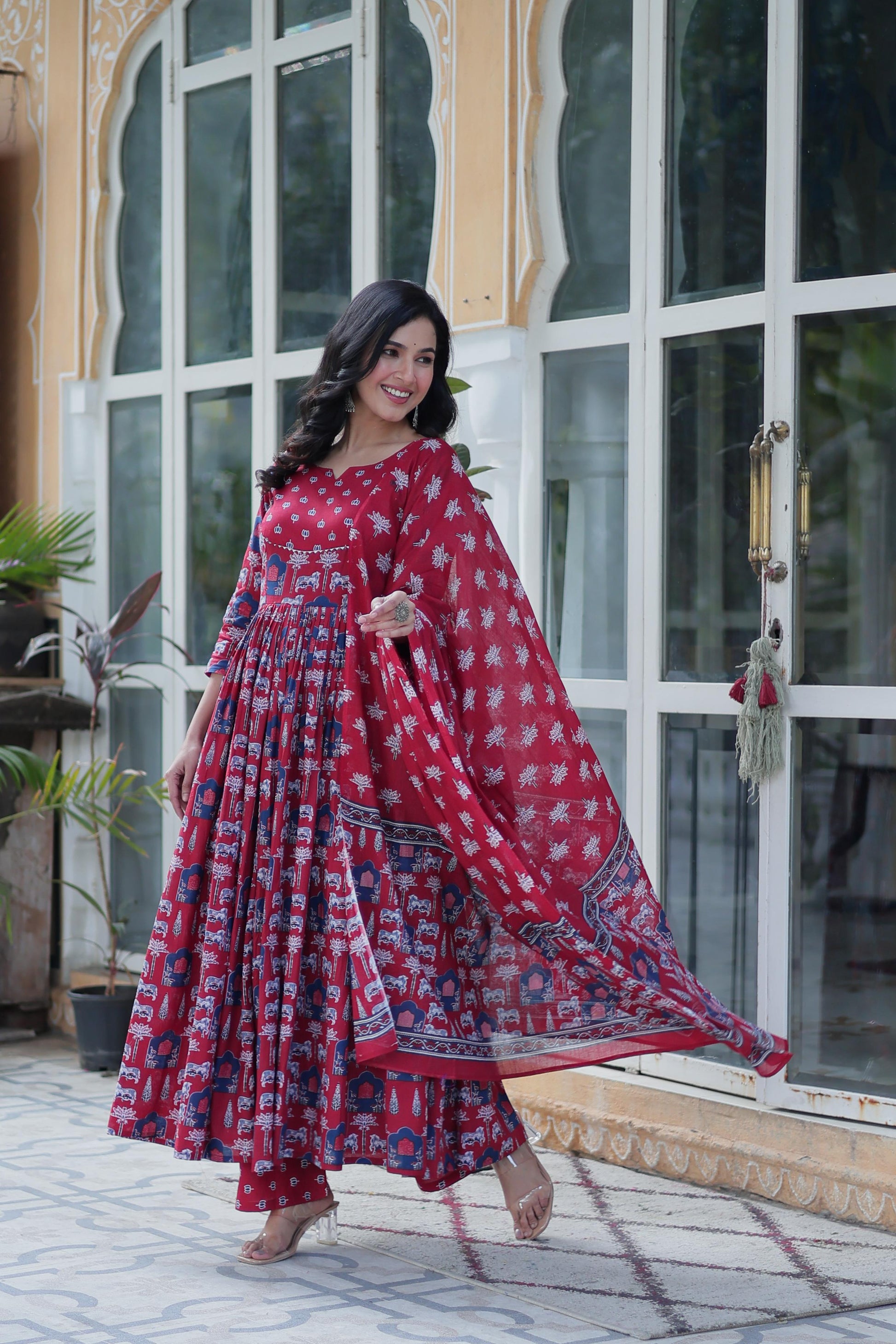 Pink color cotton salwar suit with dupatta design