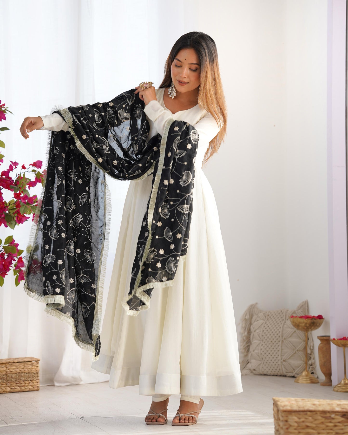 Black color vichitra silk salwar suit for party