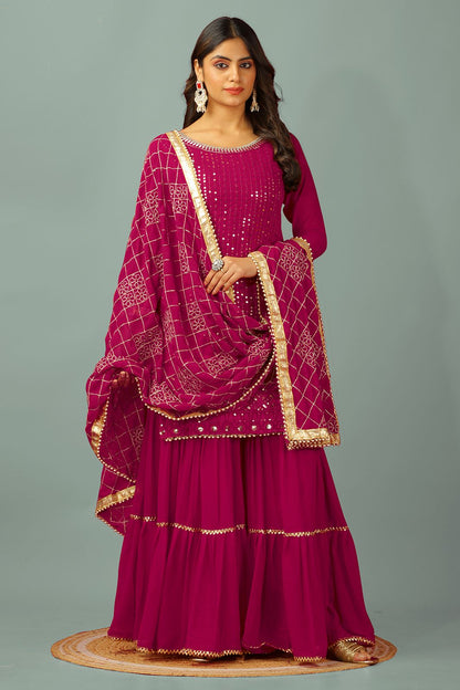 Pink color georgette sharara suit for women